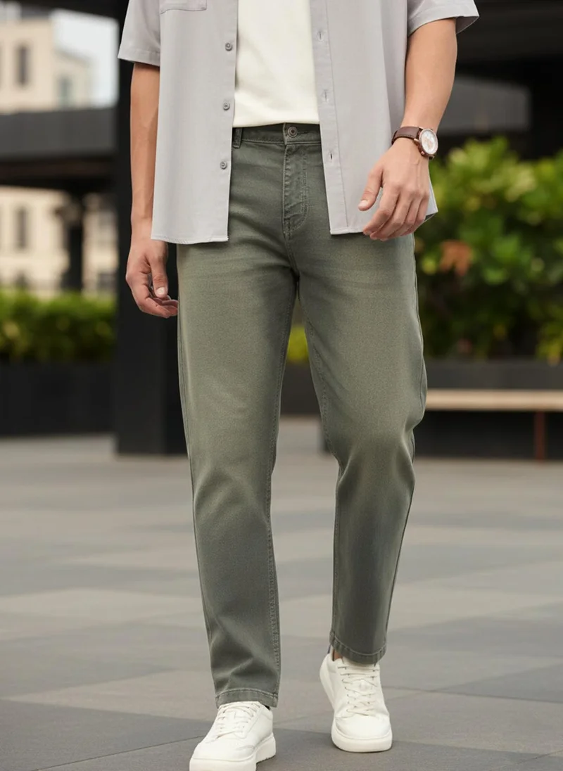 أوربانو فاشن Urbano Fashion Men's Grey Regular Fit Heavy Washed Denim Jeans Stretchable